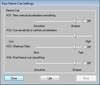 Motion cue slider settings